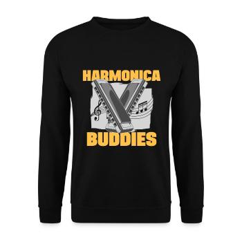 Harmonica Buddies Harmonicist Gift Idea - Unisex Pullover - Schwarz - Vorne - Alina (178cm) & Michal (187cm)