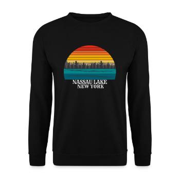 Nassau Lake New York - Unisex Sweatshirt - black - Front - Alina (178cm) & Michal (187cm)