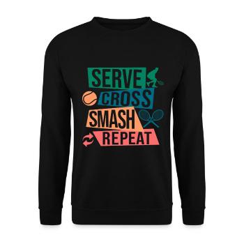 Tennis Art Serve Cross Match Repeat Gift Idea - Unisex Pullover - Schwarz - Vorne - Alina (178cm) & Michal (187cm)