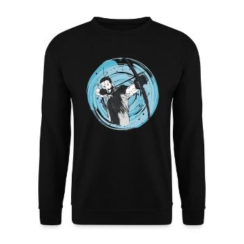 Bogenschütze Bogenschießen Sport Vintage - Unisex Pullover - Schwarz - Vorne - Alina (178cm) & Michal (187cm)