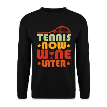 Funny Tennis Art Tennis Now Wine Later Lover Gifts - Unisex Sweatshirt - black - Front - Alina (178cm) & Michal (187cm)