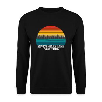 Seven Hills Lake New York - Unisex Pullover - Schwarz - Vorne - Alina (178cm) & Michal (187cm)