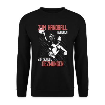 Handballspieler Handball Frauen Handballer Mädchen - Unisex Pullover - Schwarz - Vorne - Alina (178cm) & Michal (187cm)