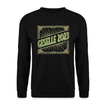 Ausbildung 2023 Abschluss bestanden Azubi Geselle - Unisex Pullover - Schwarz - Vorne - Alina (178cm) & Michal (187cm)