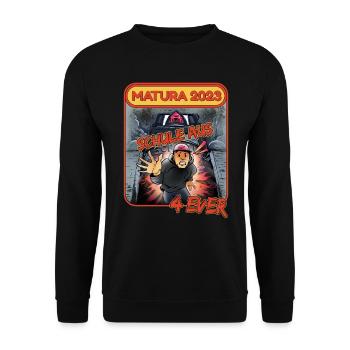 Matura 2023 Abitur bestanden Schule aus comic 2023 - Unisex Pullover - Schwarz - Vorne - Alina (178cm) & Michal (187cm)