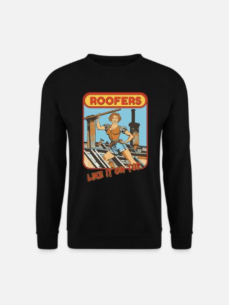 Dachdecker Handwerker lustige Sprüche Comic - Unisex Pullover - Schwarz