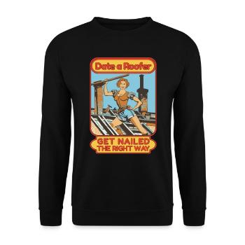 Dachdeckerin Handwerker Dachdeckernägel Dachdecker - Unisex Pullover - Schwarz - Vorne - Alina (178cm) & Michal (187cm)