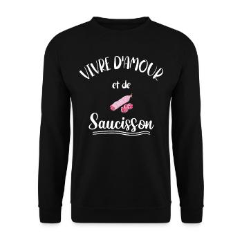 Vivre d'Amour et De Saucisson - Sweat-shirt Unisexe - noir - Devant - Alina (178cm) & Michal (187cm)
