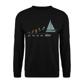 Segler Segelboot Segelschiff Segelyacht - Unisex Pullover - Schwarz - Vorne - Alina (178cm) & Michal (187cm)