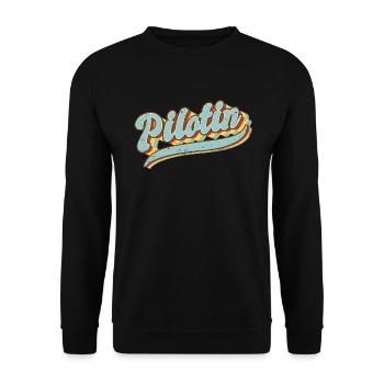 Flugzeug Vintage Pilotin - Unisex Pullover - Schwarz - Vorne - Alina (178cm) & Michal (187cm)