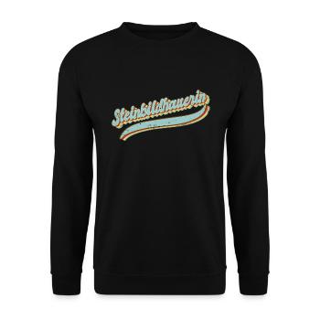 Handwerker Vintage Steinmetzin Steinbildhauerin - Unisex Pullover - Schwarz - Vorne - Alina (178cm) & Michal (187cm)