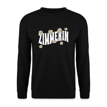 Zimmerer niedliche Blumen Zimmerin - Unisex Pullover - Schwarz - Vorne - Alina (178cm) & Michal (187cm)