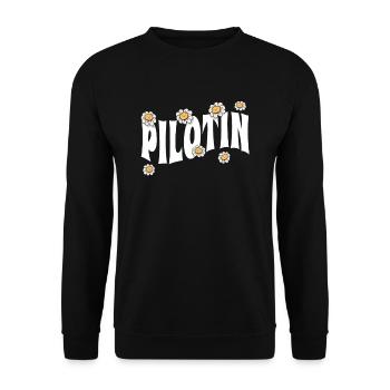 Flugzeug niedliche Blumen Pilotin - Unisex Pullover - Schwarz - Vorne - Alina (178cm) & Michal (187cm)