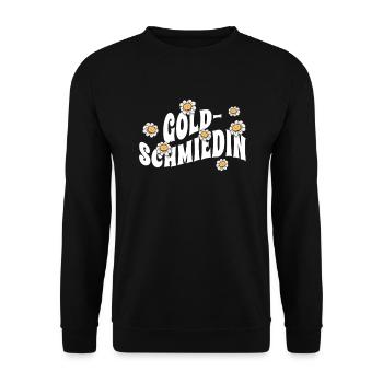 Juwelier niedliche Blumen Goldschmiedin - Unisex Pullover - Schwarz - Vorne - Alina (178cm) & Michal (187cm)