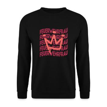 Feuerwehr Berufsbezeichnung Feuerwehrfrau - Unisex Pullover - Schwarz - Vorne - Alina (178cm) & Michal (187cm)