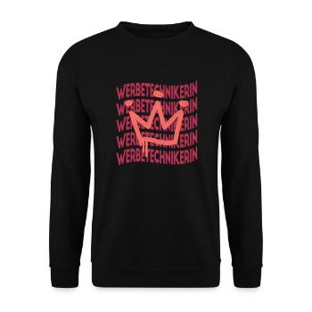 Werbegestalter Berufsbezeichnung Werbetechnikerin - Unisex Pullover - Schwarz - Vorne - Alina (178cm) & Michal (187cm)