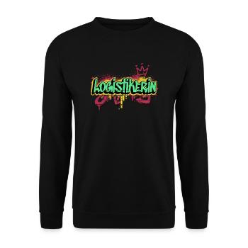 Logistik Graffiti-Art Logistikerin - Unisex Pullover - Schwarz - Vorne - Alina (178cm) & Michal (187cm)
