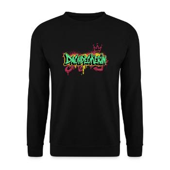 Dachdecker Graffiti-Art Handwerker Dachdeckerin - Unisex Pullover - Schwarz - Vorne - Alina (178cm) & Michal (187cm)