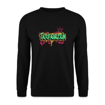 Taxi-Fahrer Graffiti-Art Taxifahrerin - Unisex Pullover - Schwarz - Vorne - Alina (178cm) & Michal (187cm)