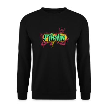 Flugzeug Graffiti-Art Pilotin - Unisex Pullover - Schwarz - Vorne - Alina (178cm) & Michal (187cm)