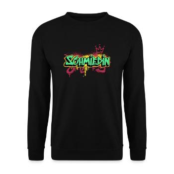 Schmied Graffiti-Art Handwerker Schmiedin - Unisex Pullover - Schwarz - Vorne - Alina (178cm) & Michal (187cm)
