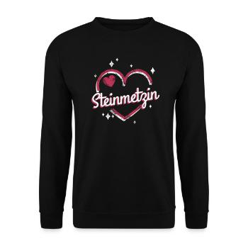 Handwerker Steinmetz Kollegin niedliches Herz - Unisex Pullover - Schwarz - Vorne - Alina (178cm) & Michal (187cm)