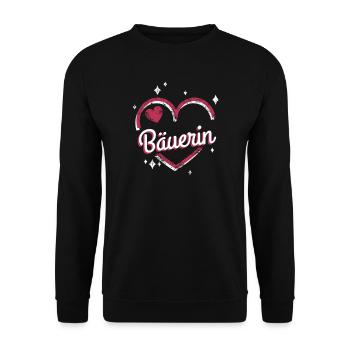 Bauern Kollegin niedliches Herz Landwirtin Bäuerin - Unisex Pullover - Schwarz - Vorne - Alina (178cm) & Michal (187cm)