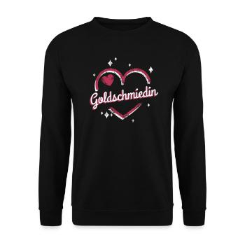 Juwelier Kollegin niedliches Herz Goldschmiedin - Unisex Pullover - Schwarz - Vorne - Alina (178cm) & Michal (187cm)