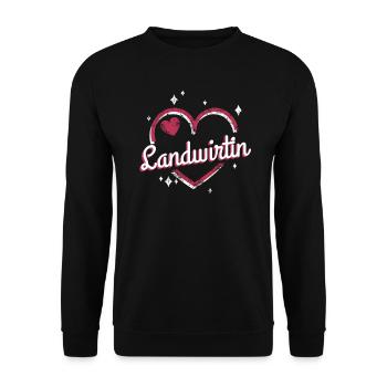 Bauern Kollegin niedliches Herz Landwirtin - Unisex Pullover - Schwarz - Vorne - Alina (178cm) & Michal (187cm)