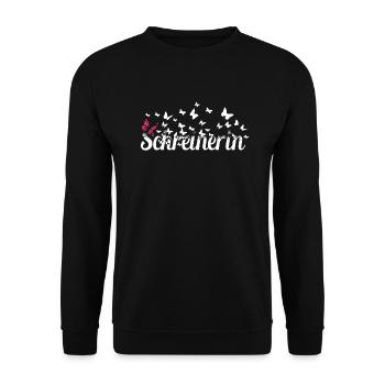 Steinmetz Kollegin Schmetterlinge Steinmetzin - Unisex Pullover - Schwarz - Vorne - Alina (178cm) & Michal (187cm)