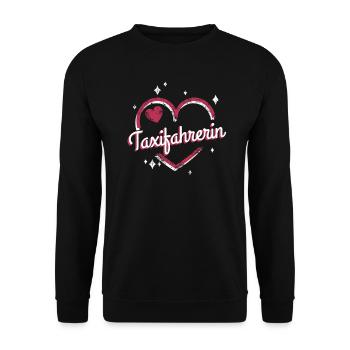 Taxi-Fahrer Kollegin niedliches Herz Taxifahrerin - Unisex Pullover - Schwarz - Vorne - Alina (178cm) & Michal (187cm)