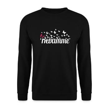 Geburtshelferin Kollegin Schmetterlinge Hebamme - Unisex Pullover - Schwarz - Vorne - Alina (178cm) & Michal (187cm)