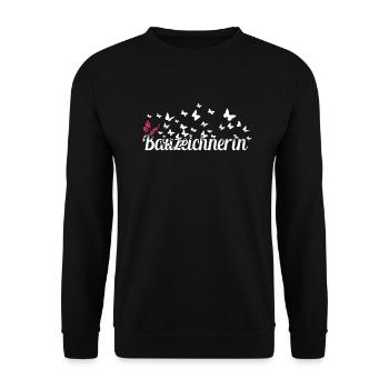 Ingenieur Kollegin Schmetterlinge Bauzeichnerin - Unisex Pullover - Schwarz - Vorne - Alina (178cm) & Michal (187cm)