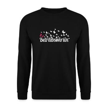 BWL Kollegin Schmetterlinge Betriebswirtin - Unisex Pullover - Schwarz - Vorne - Alina (178cm) & Michal (187cm)