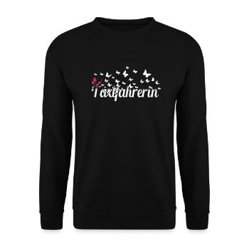 Taxi-Fahrer Kollegin Schmetterlinge Taxifahrerin - Unisex Pullover - Schwarz - Vorne - Alina (178cm) & Michal (187cm)