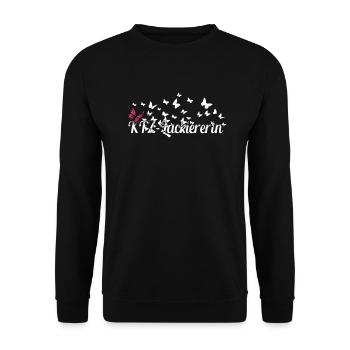 Autolackierer Kollegin Schmetterlinge - Unisex Pullover - Schwarz - Vorne - Alina (178cm) & Michal (187cm)