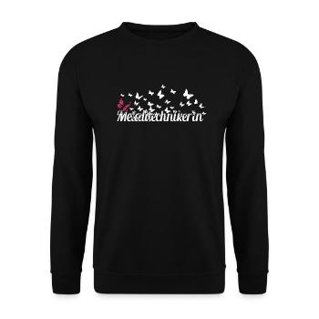 Schlosser Kollegin Schmetterlinge - Unisex Pullover - Schwarz - Vorne - Alina (178cm) & Michal (187cm)