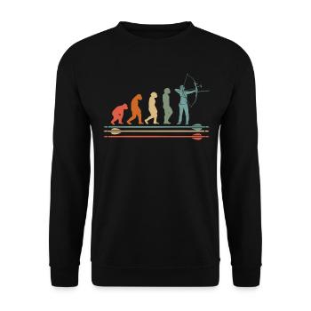 Bogenschütze Bogenschießen Evolution Vintage - Unisex Pullover - Schwarz - Vorne - Alina (178cm) & Michal (187cm)