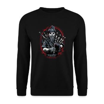 Dudelsackspieler schottischer Bagpipe-Musik - Unisex Pullover - Schwarz - Vorne - Alina (178cm) & Michal (187cm)