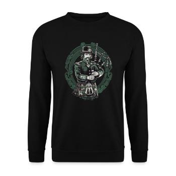 Dudelsackspieler schottischer Bagpipe-Musik - Unisex Pullover - Schwarz - Vorne - Alina (178cm) & Michal (187cm)