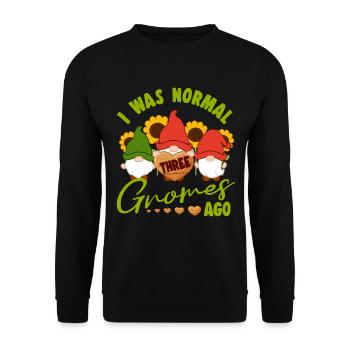 I Was Normal Three Gnomes Ago Yard Garden Gnome - Unisex Pullover - Schwarz - Vorne - Alina (178cm) & Michal (187cm)
