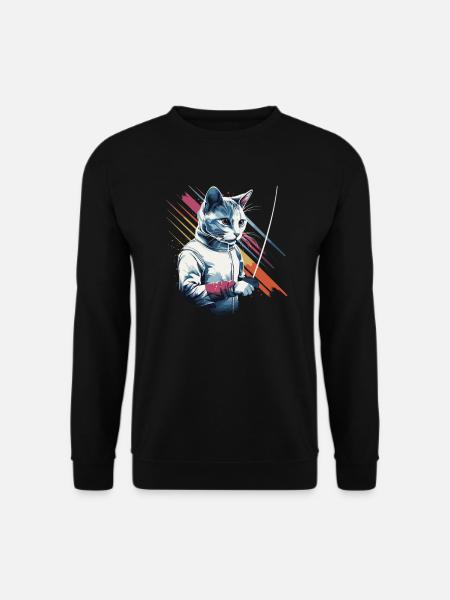 Katzen Fechter gamer gamer Fechten Sportler Katzen - Unisex Pullover - Schwarz