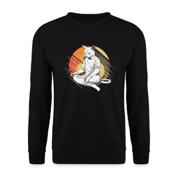 Katzen Fechter gamer Vintage Fechten Sport Katzen - Unisex Pullover - Schwarz - Vorne - Alina (178cm) & Michal (187cm)
