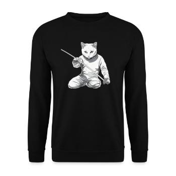 Katzen Fechter gamer Comic-Cartoon Fechten Katzen - Unisex Pullover - Schwarz - Vorne - Alina (178cm) & Michal (187cm)