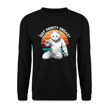 Katzen Fechter gamer lustiges Fechten Sport Katzen - Unisex Pullover - Schwarz - Vorne - Alina (178cm) & Michal (187cm)