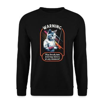 Katzen Fechter gamer lustiges Fechten Sport Katzen - Unisex Pullover - Schwarz - Vorne - Alina (178cm) & Michal (187cm)