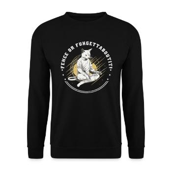 Katzen Fechter gamer lustiges Fechten Sport Katzen - Unisex Pullover - Schwarz - Vorne - Alina (178cm) & Michal (187cm)
