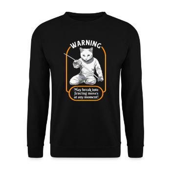 Katzen Fechter gamer lustiges Fechten Sport Katzen - Unisex Pullover - Schwarz - Vorne - Alina (178cm) & Michal (187cm)