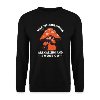 champignons cueilleurs de champignons producteurs de champignons drôles de champignons - Sweat-shirt Unisexe - noir - Devant - Alina (178cm) & Michal (187cm)