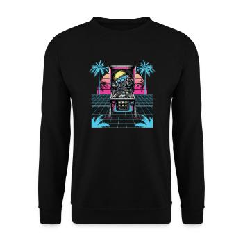 Pinball Flipperautomat Arcade Gamer Retrowave - Unisex Sweatshirt - black - Front - Alina (178cm) & Michal (187cm)